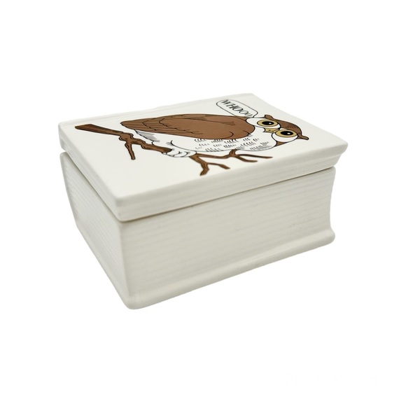 Vintage Fitz And Floyd Owl Book Shaped Trinket Box Graduation Gift - Picture 3 of 7